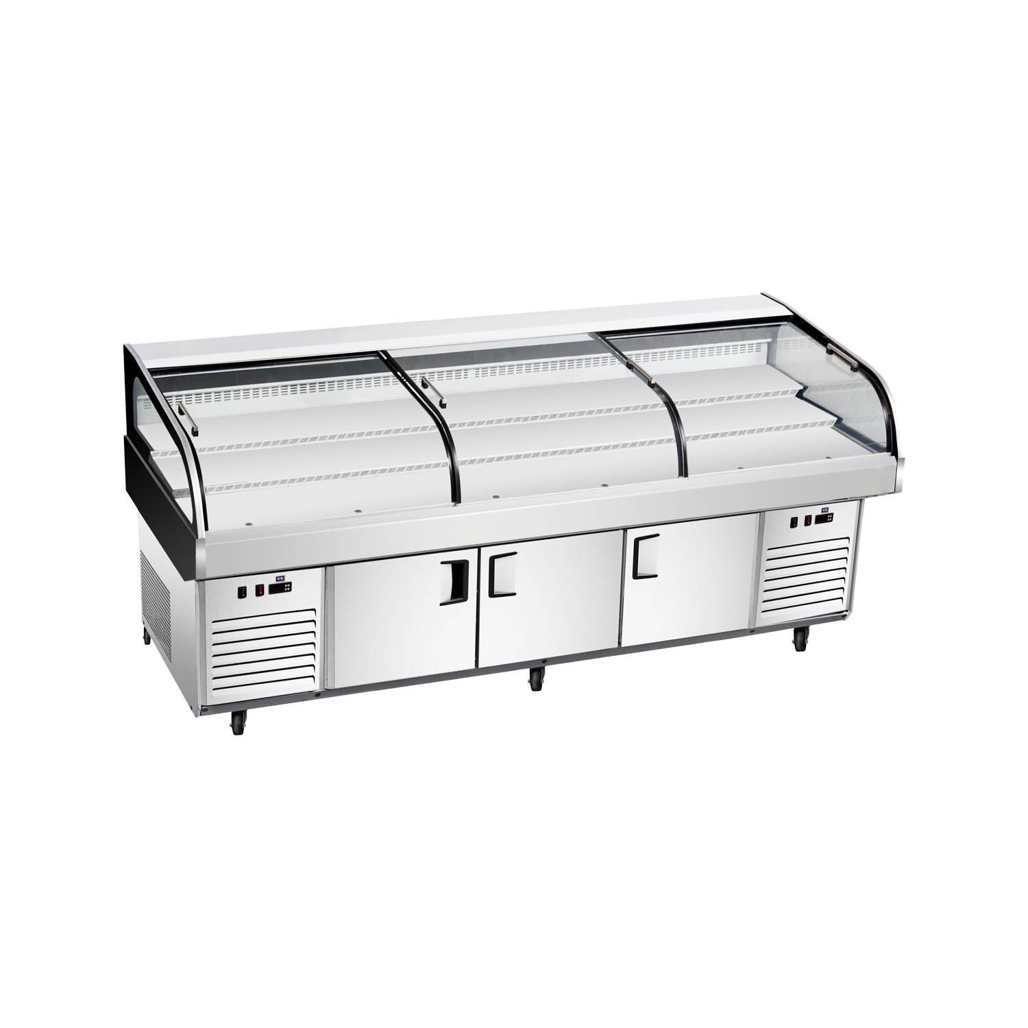 Ice Display Table SS-FZ Flat/Tri-Steps Dual Temperature Series - 3 Sliding Doors